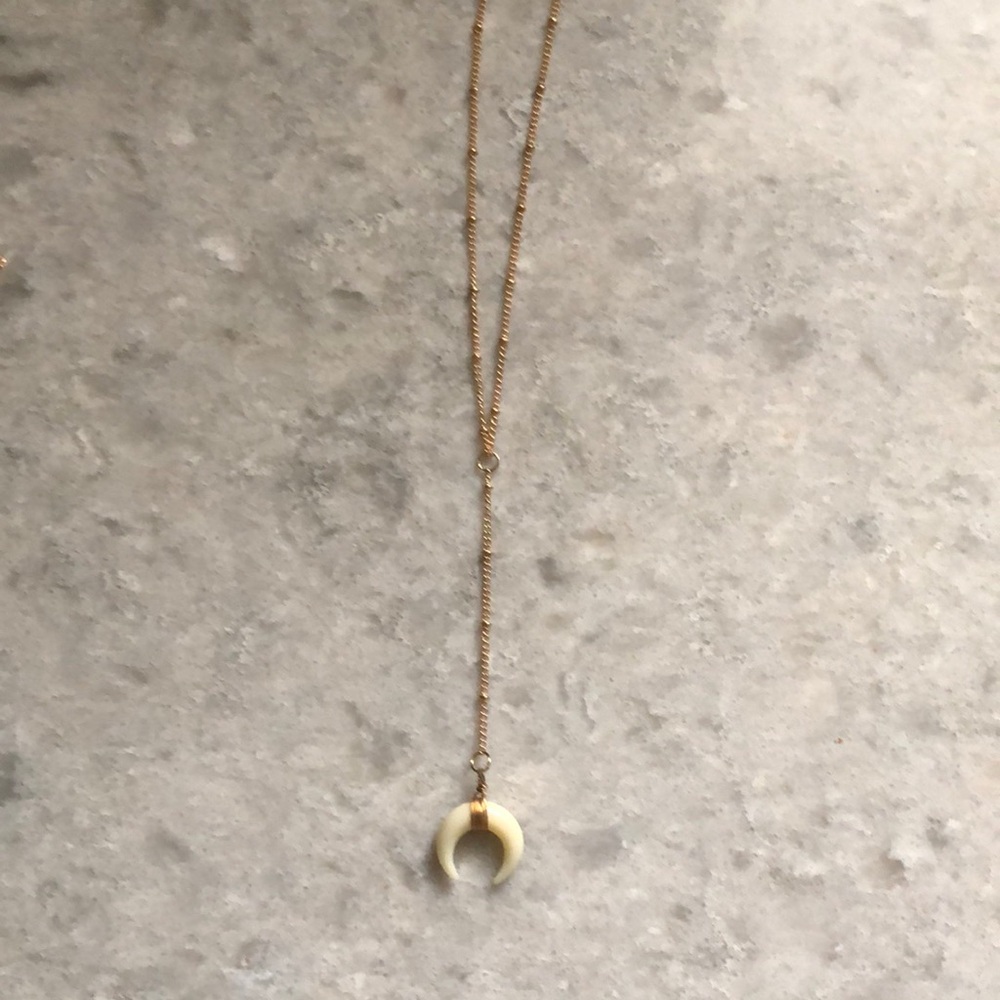 Gold Crescent Pendant Necklace - Picture 1 of 4